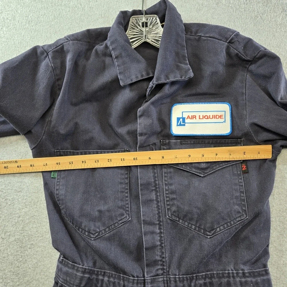 Workrite Coveralls Mens 38-R Blue Cotton‎ Flame Resistant FR Mechanic Workwear